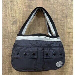 Carpisa black nylon canvas handbag with zipper
